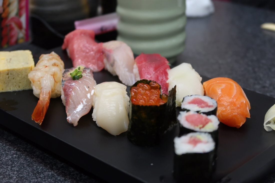 eating sushi in tokyo japan