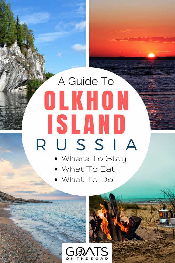 Russian beach landscapes with text overlay A Guide To Olkhon Island Russia