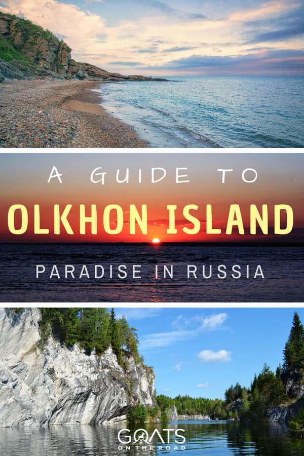 Russian beaches with text overlay A Guide To Olkhon Island