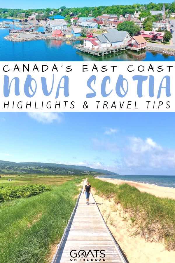boardwalk with text overlay Canada's east coast nova scotia