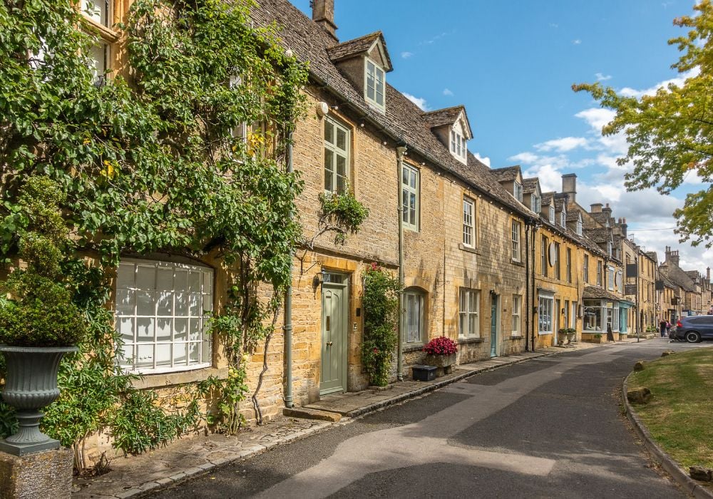 The beautiful streets in Stow-on-the-Wold town.
