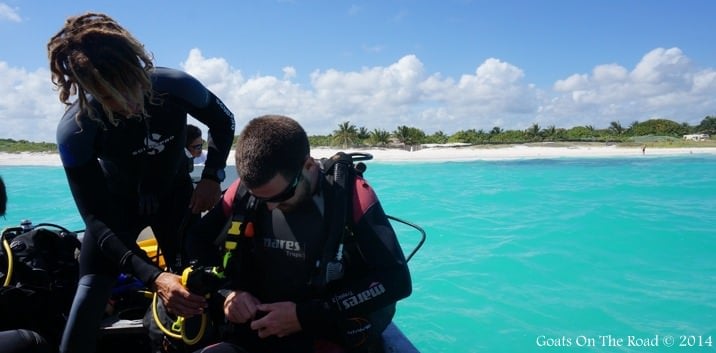 Emiliano Carefully Inspecting My Equipment For The Refresher Dive