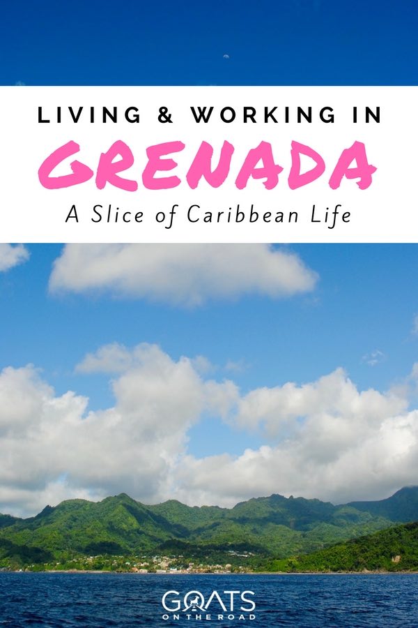 Grenada Seaview with text overlay living and working in Grenada A Slice of Caribbean Life