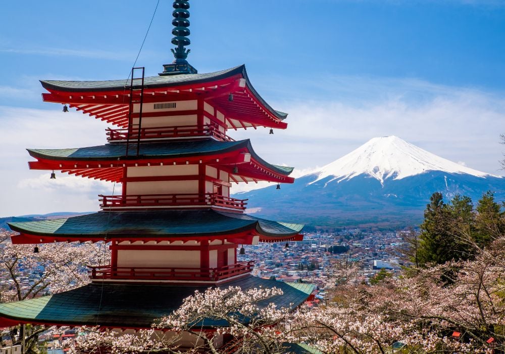 View of the majestic Mount Fiji in Japan