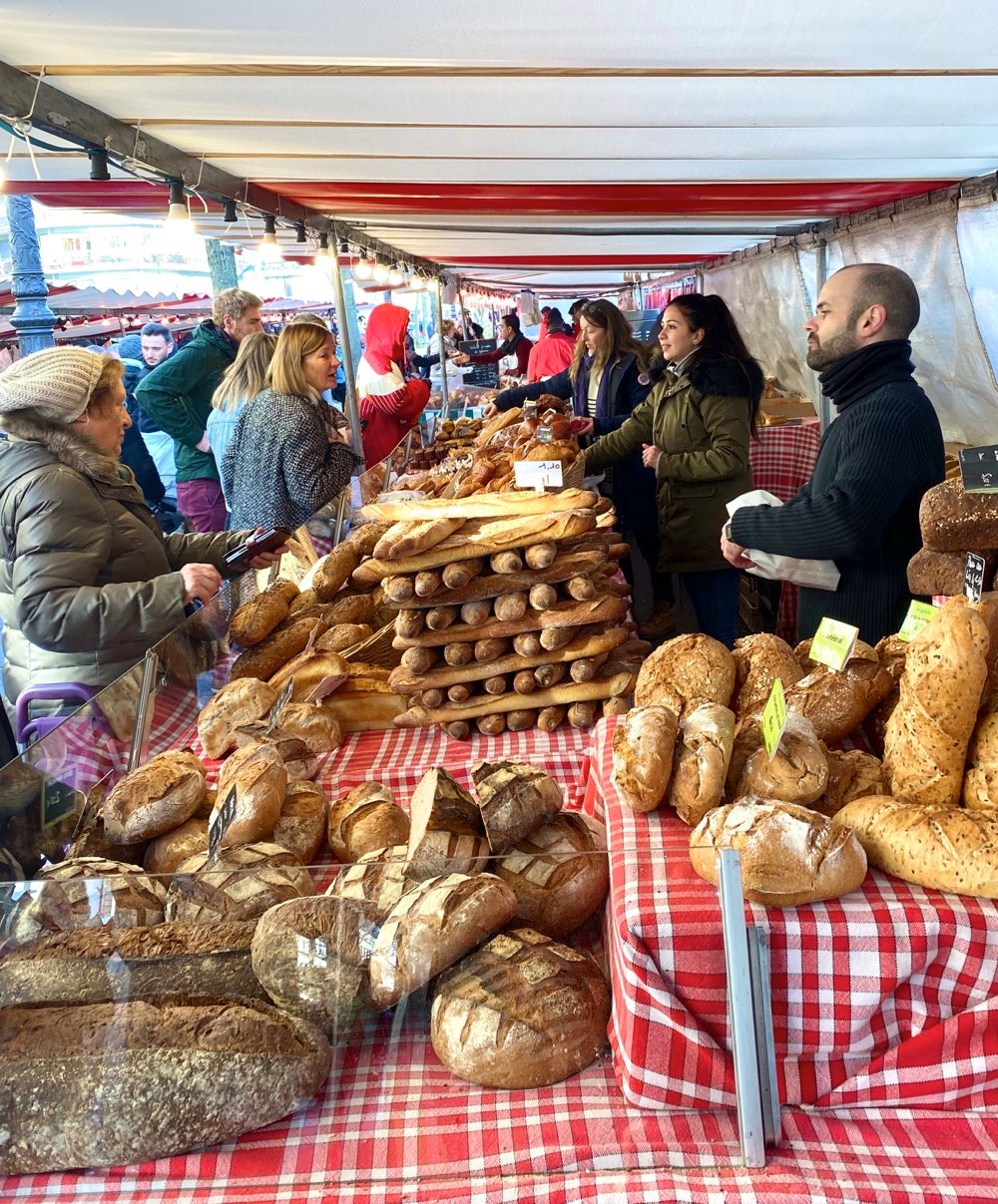 travelling in paris bread at the market