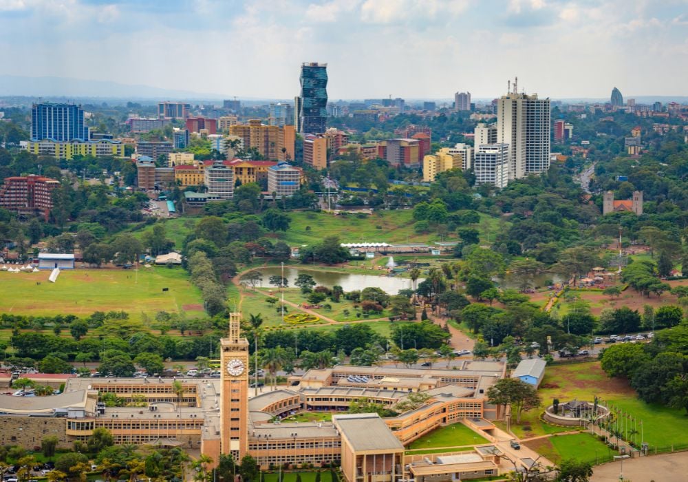 The stunning Nairobi city skyline and cityscape of Nairobi in Kenya