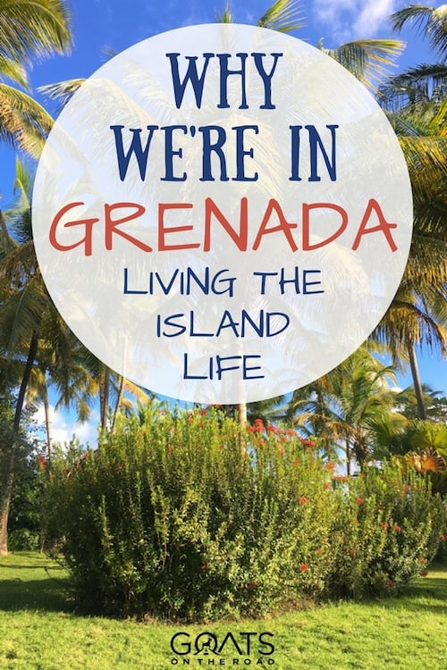 Photograph of Grenada Caribbean with text overlay Why We're In Grenada Living The Island Life